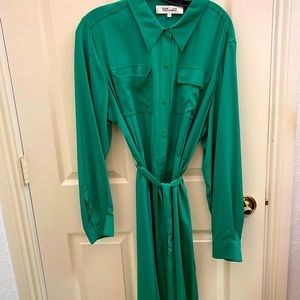DVF Green silk dress XL